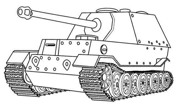 Tranh vẽ đen trắng xe tăng cho bé tô màu (3)