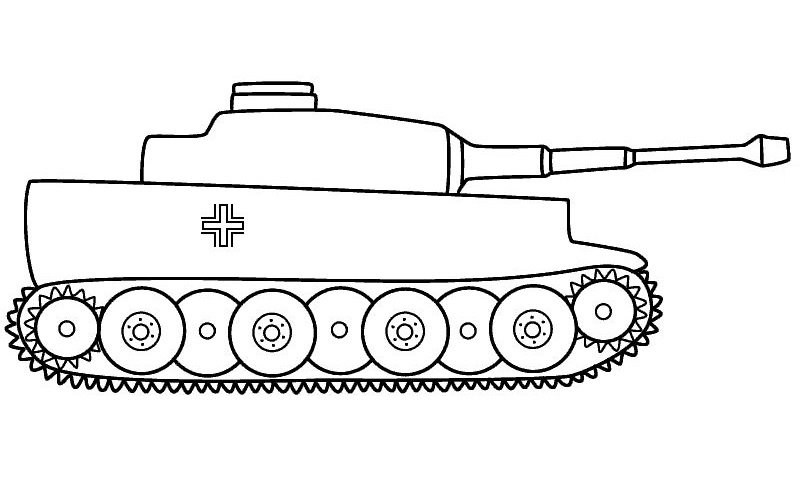 Tranh vẽ đen trắng xe tăng cho bé tô màu (4)