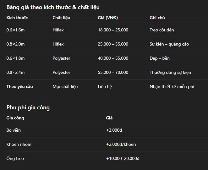 In Cờ Phướn Bảng Giá In Cờ Phướn Tham Khảo